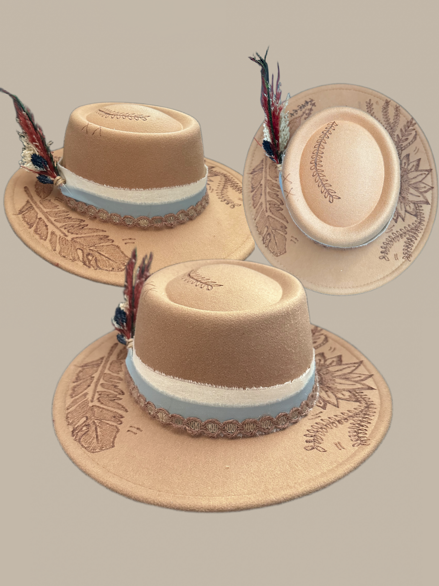 Custom Hand-Made Burned Hats